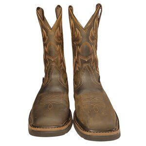 Wolverine Mens Rancher Work Boots 7.5M Brown Leather Mid Calf Steel Toe Western